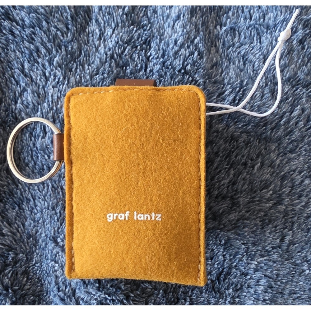 NWT Graf Lantz Card Holder Yellow Brown Minimalist Key Chain ID Holder USA Made